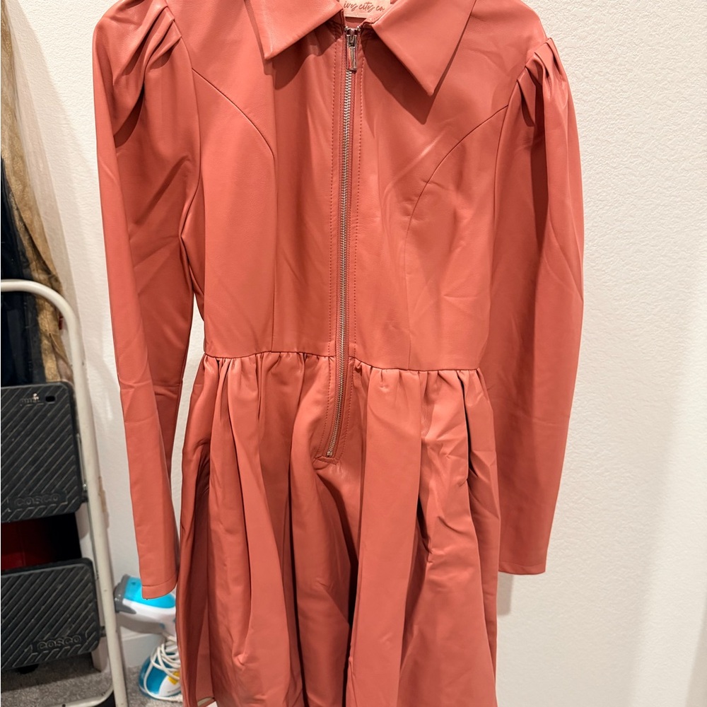 Ivy City Co Women's VIRGO Vegan Leather Dress in Pink